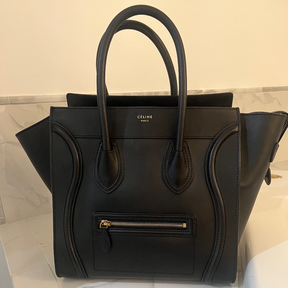 BLACK CELINE MICRO LUGGAGE HANDBAG